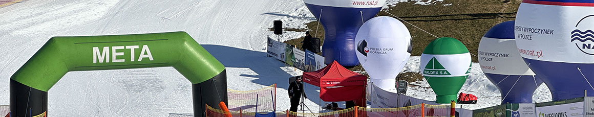 Zawody narciarskie branży górniczej w slalomie gigancie.